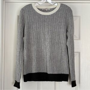 LOFT gray cable knit crew neck sweater, M